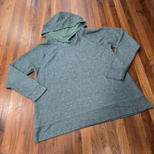 Soft Surroundings Emerald Green Heathered Textured Hooded Pullover Size LARGE.